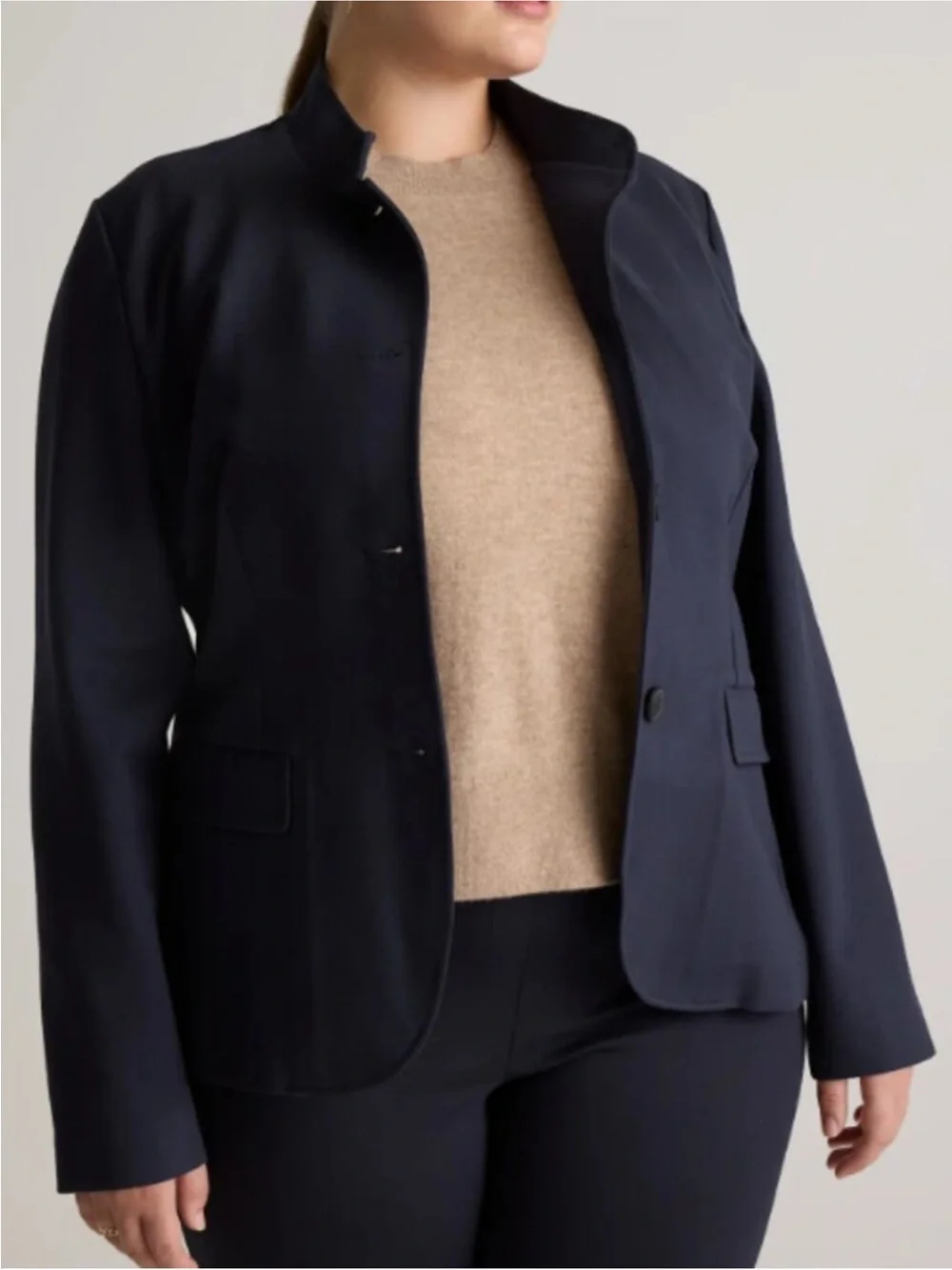 Quince Ultra-Stretch Ponte Stand Collar Blazer in Navy Size XL like new